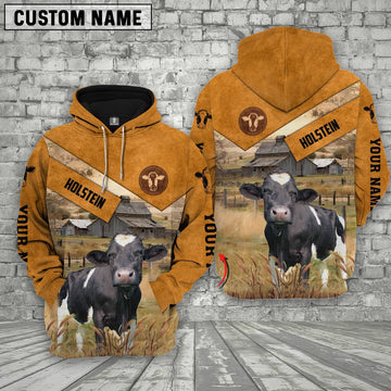 Farm Holstein Cattle Custom Name Printed Shirts, Farmer Hoodie, Custom Farm Shirts, Farmer T Shirt