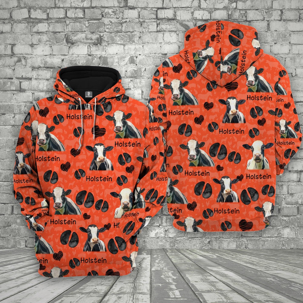 Farm Holstein Cattle Happy Pattern 3D Printed Hoodie, Farmer Hoodie, Farm Themed Shirts, Farm Tee Shirts