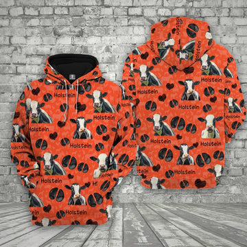Farm Holstein Cattle Happy Pattern 3D Printed Hoodie, Farmer Hoodie, Farm Themed Shirts, Farm Tee Shirts