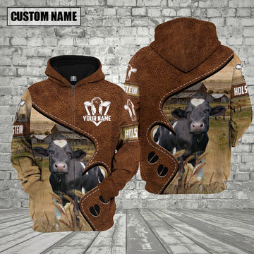 Farm Holstein Heart Shape Custom Name 3D Shirts, Farmer Hoodie, Custom Farm Shirts, Farmer T Shirt