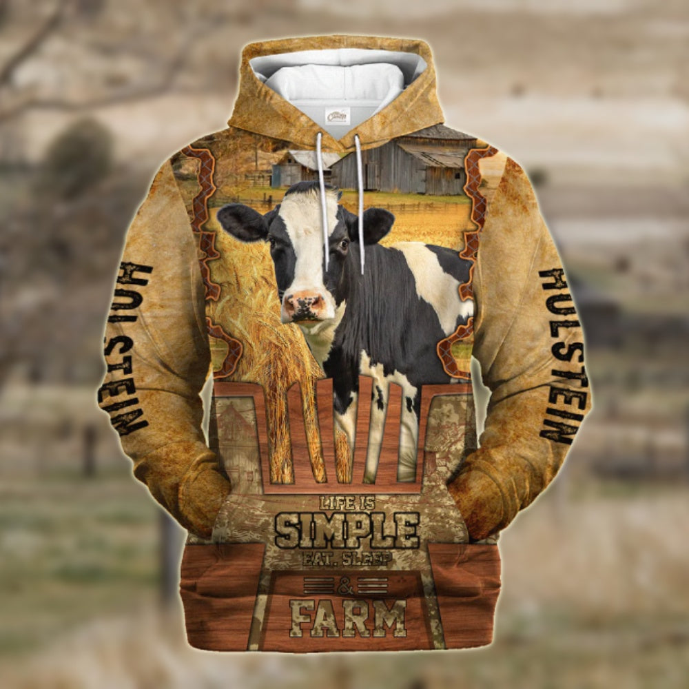 Farm Holstein Life Is Simple A Farm Hoodie, Farmer Hoodie, Farm Themed Shirts, Farm Tee Shirts