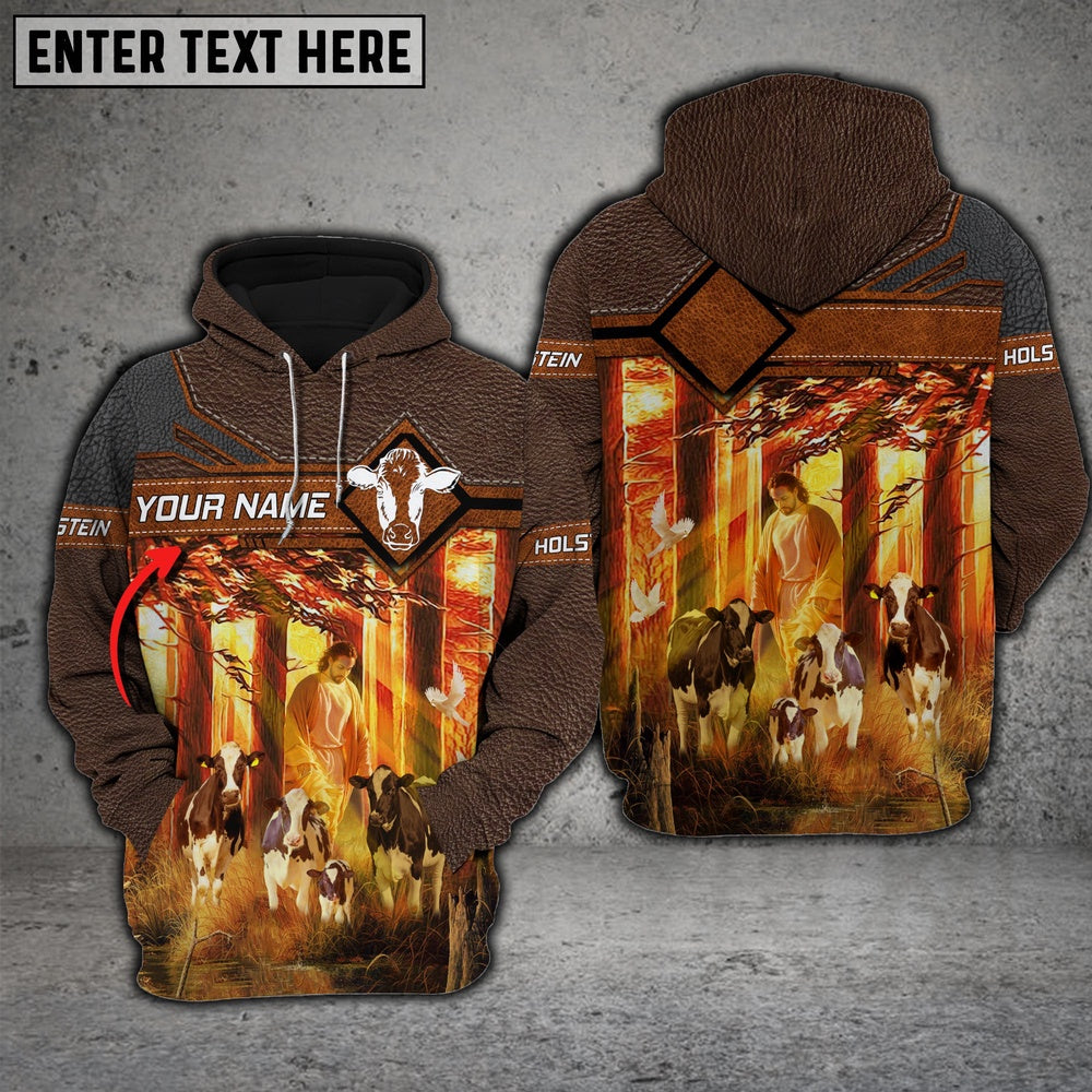 Farm Holstein Walking God America Custom Name 3D Shirts, Farmer Hoodie, Custom Farm Shirts, Farmer T Shirt