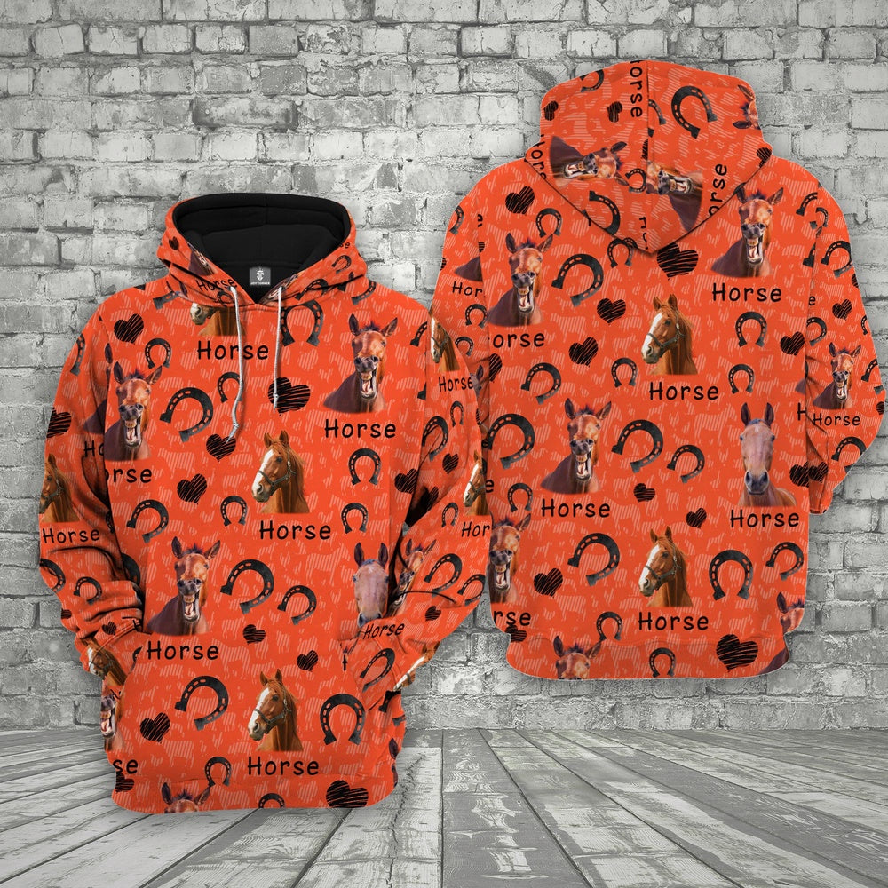 Farm Horse Happy Pattern 3D Printed Hoodie, Farmer Hoodie, Farm Themed Shirts, Farm Tee Shirts