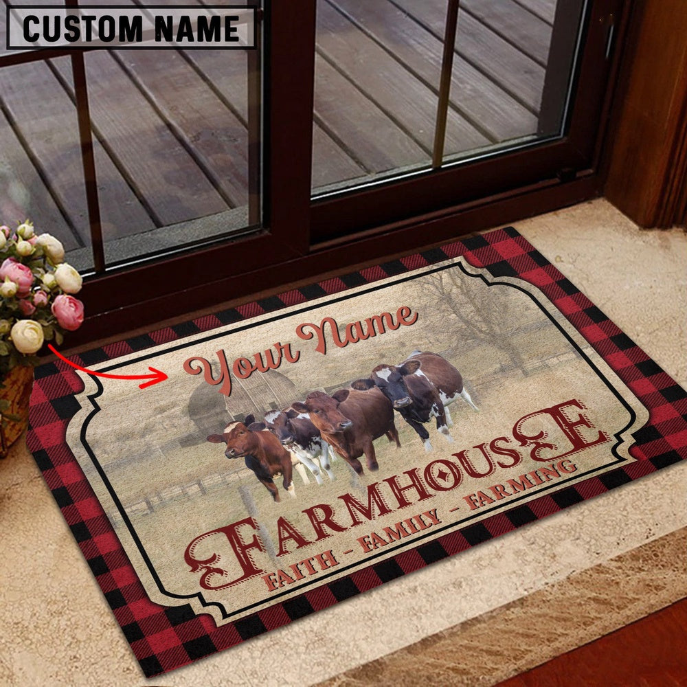 Farm House Door Mat, Ayrshires Faith Family Farming Custom Name Doormat, Custom Welcome Mats