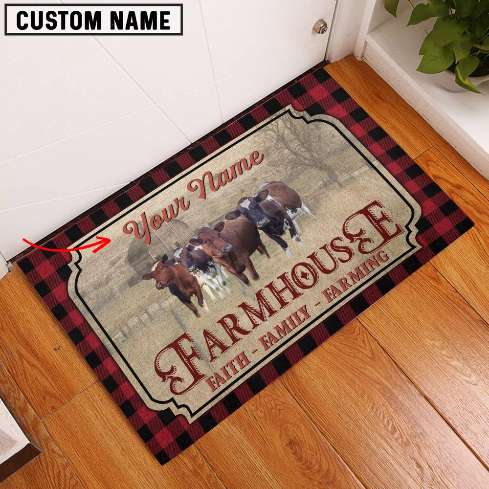 Farm House Door Mat, Ayrshires Faith Family Farming Custom Name Doormat, Custom Welcome Mats