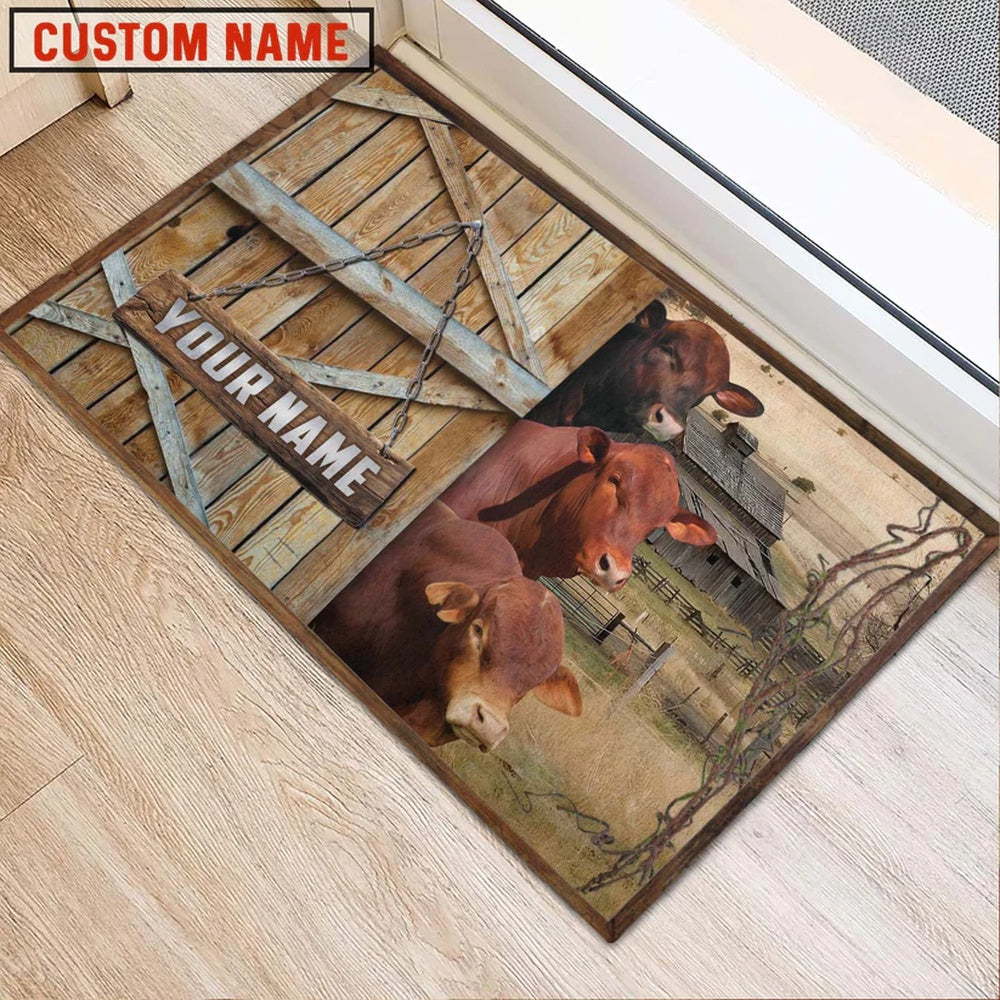 Farm House Door Mat, Beefmaster Barn Custom Name Doormat, Custom Welcome Mats