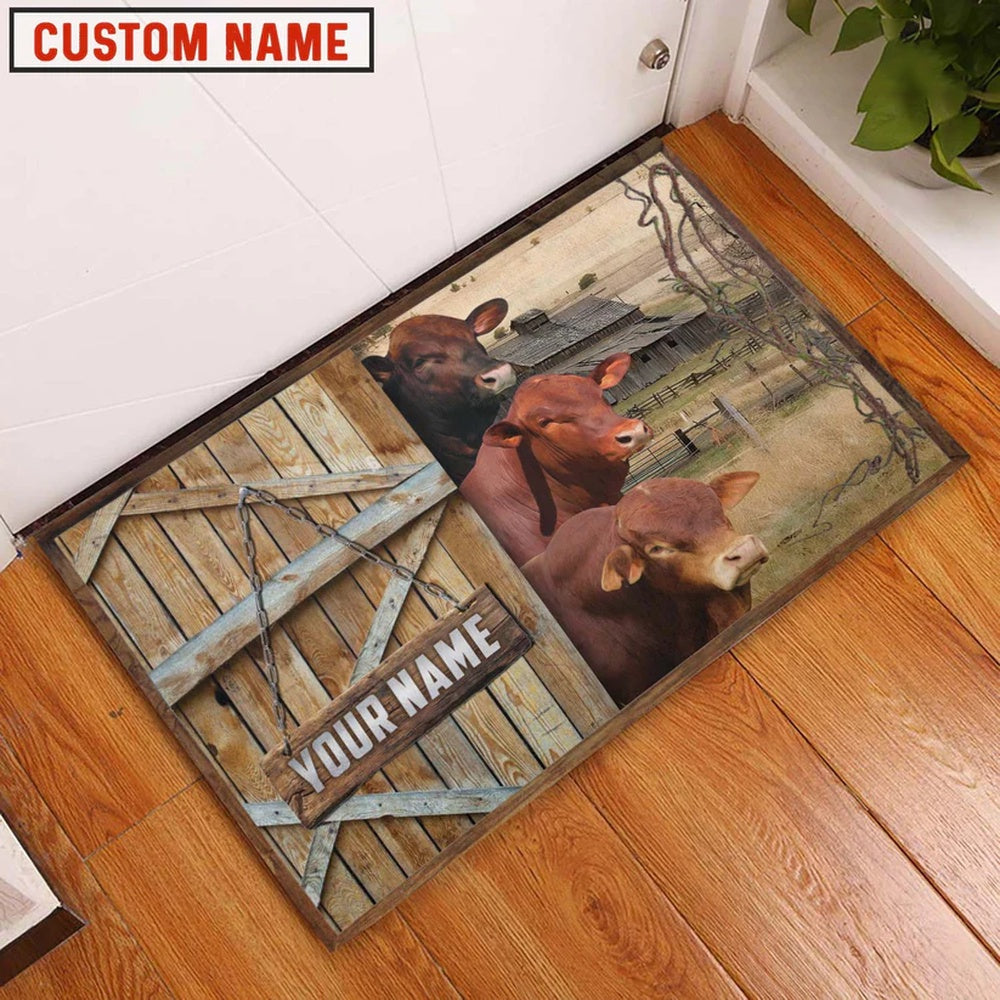 Farm House Door Mat, Beefmaster Barn Custom Name Doormat, Custom Welcome Mats