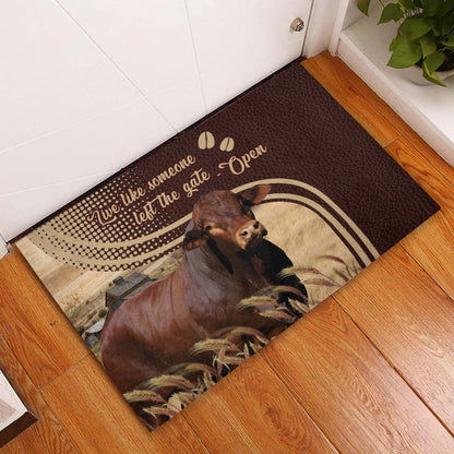 Farm House Door Mat, Beefmaster Live Like Someone Left The Gate Open Doormat, Custom Welcome Mats