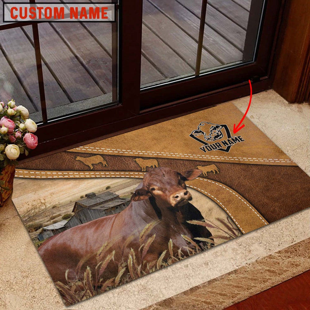 Farm House Door Mat, Beefmaster Personalized Welcome Doormat, Custom Welcome Mats