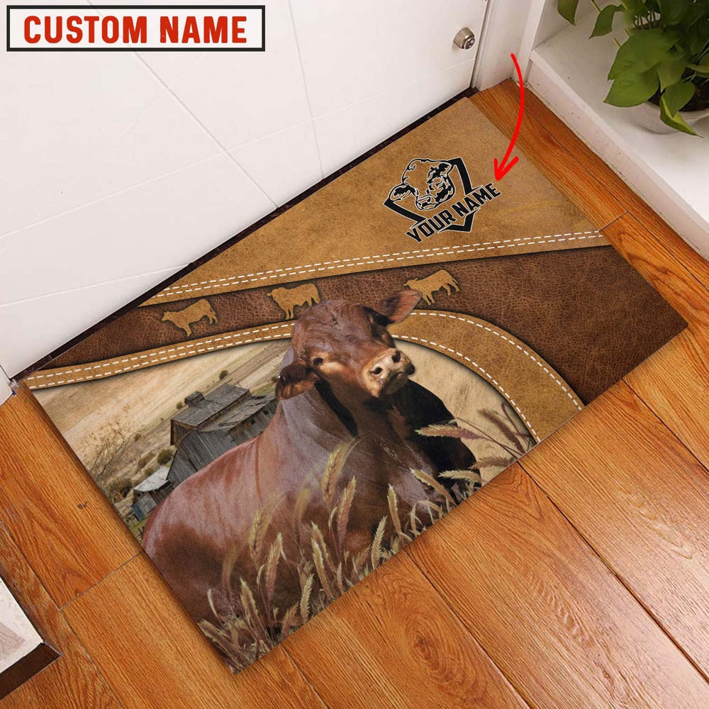 Farm House Door Mat, Beefmaster Personalized Welcome Doormat, Custom Welcome Mats