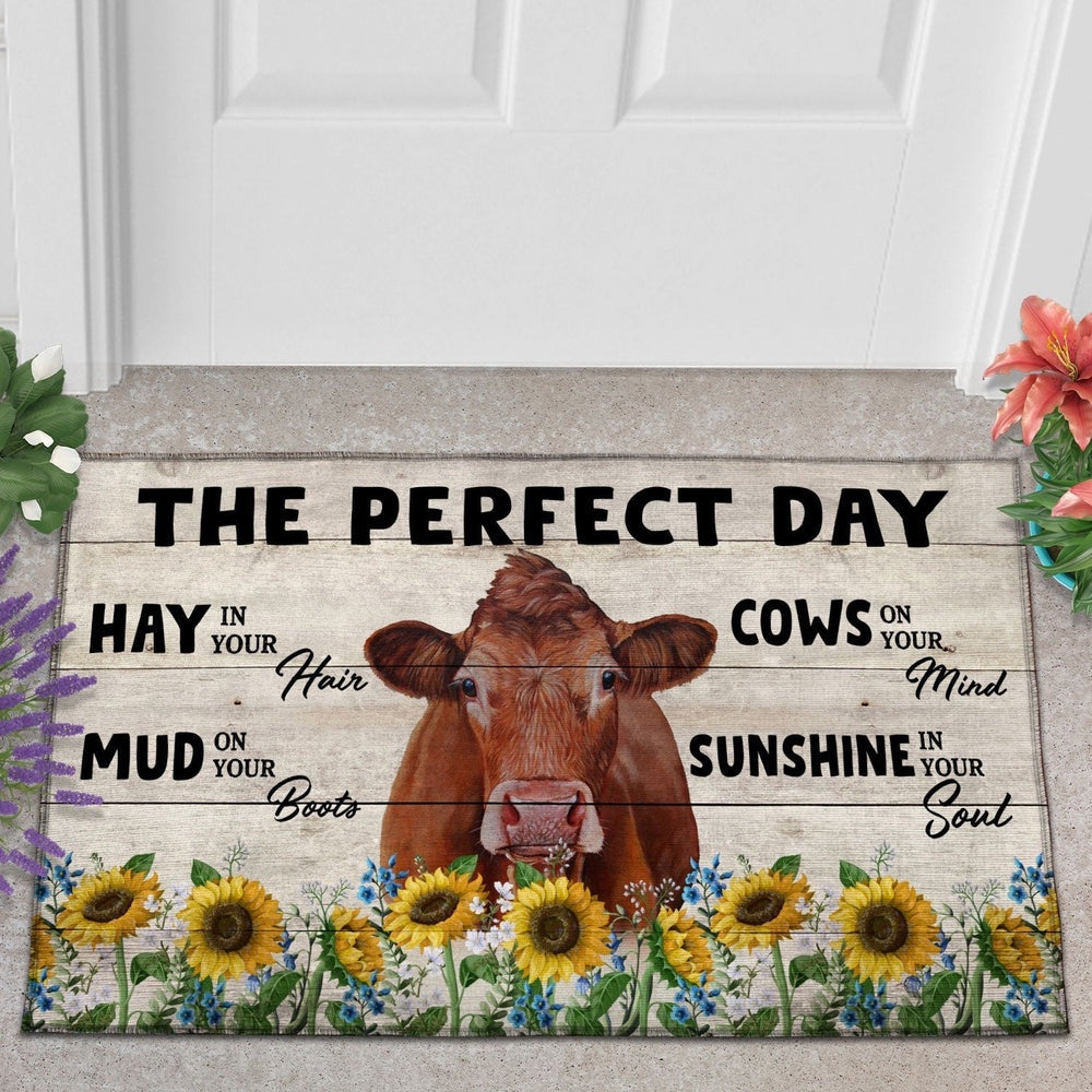 Farm House Door Mat, Beefmaster The Perfect Day Doormat, Custom Welcome Mats