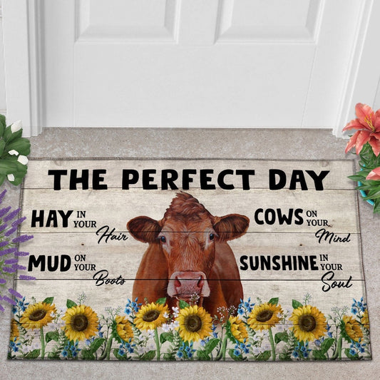 Farm House Door Mat, Beefmaster The Perfect Day Doormat, Custom Welcome Mats