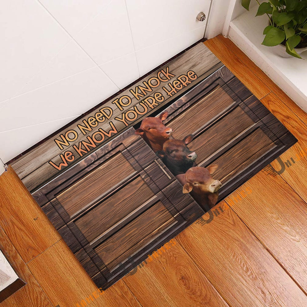 Farm House Door Mat, Beefmaster Window Pattern Custom Name Doormat, Custom Welcome Mats