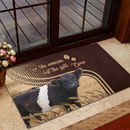 Farm House Door Mat, Belted Galloway Live Like Someone Left The Gate Open Doormat, Custom Welcome Mats