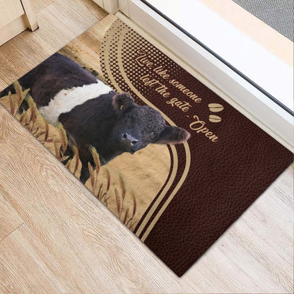 Farm House Door Mat, Belted Galloway Live Like Someone Left The Gate Open Doormat, Custom Welcome Mats