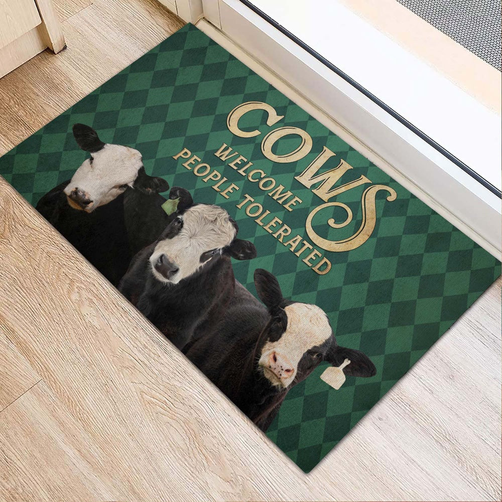 Farm House Door Mat, Black Hereford Welcome People Tolerated Doormat, Custom Welcome Mats
