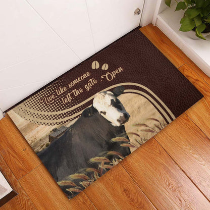 Farm House Door Mat, Black hereford Live Like Someone Left The Gate Open Doormat, Custom Welcome Mats