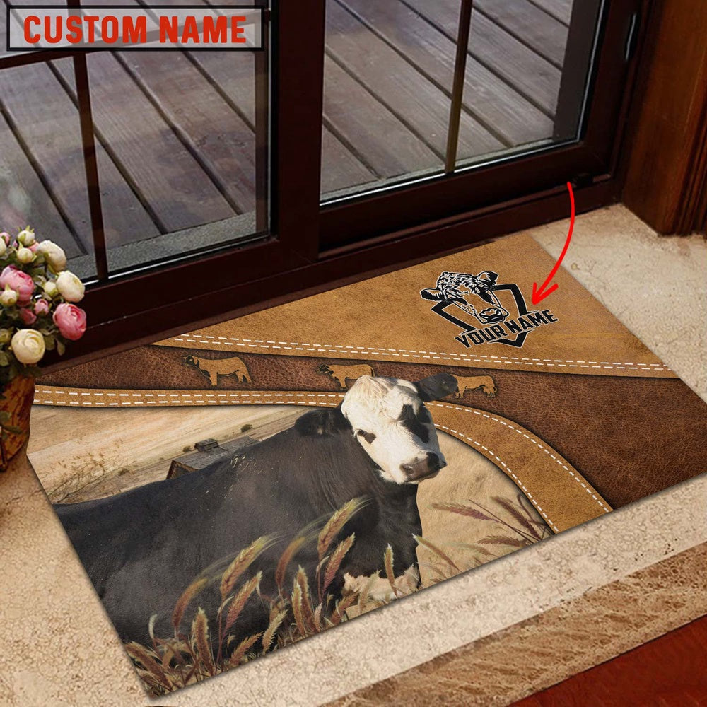 Farm House Door Mat, Black hereford Personalized Welcome Doormat, Custom Welcome Mats