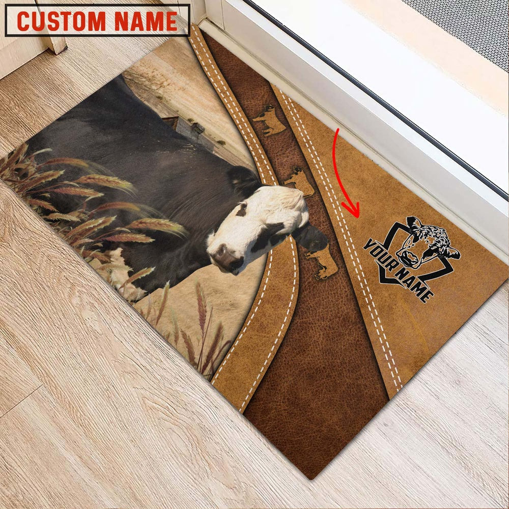 Farm House Door Mat, Black hereford Personalized Welcome Doormat, Custom Welcome Mats