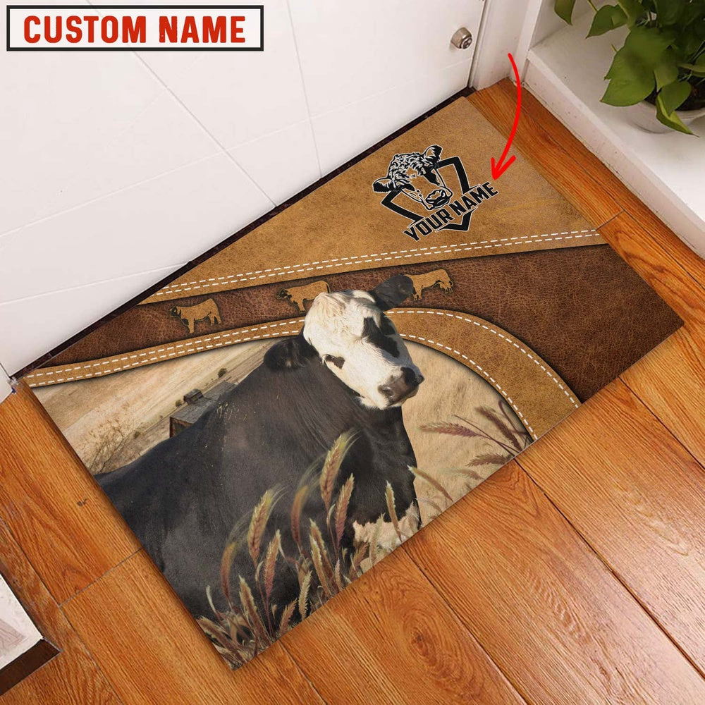 Farm House Door Mat, Black hereford Personalized Welcome Doormat, Custom Welcome Mats
