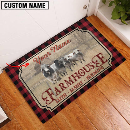 Farm House Door Mat, Brahman Faith Family Farming Custom Name Doormat, Custom Welcome Mats