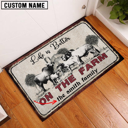 Farm House Door Mat, Brahman Life is Better Custom Name Doormat, Custom Welcome Mats