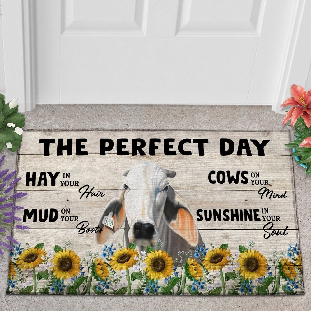 Farm House Door Mat, Brahman The Perfect Day Doormat, Custom Welcome Mats