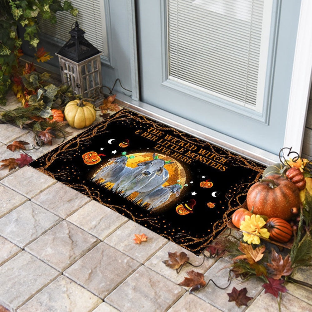 Farm House Door Mat, Brahman The Wicked Witch And Her Little Monsters Live Here Doormat, Custom Welcome Mats