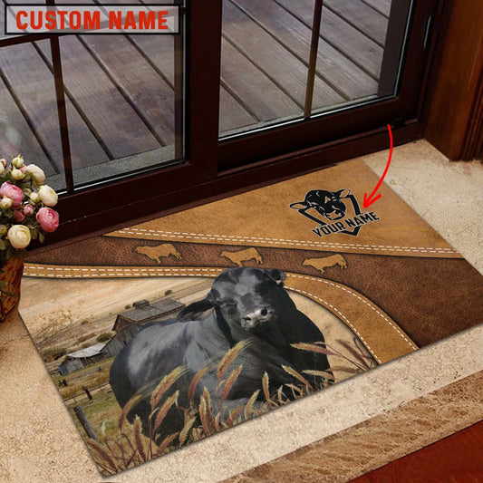 Farm House Door Mat, Brangus Personalized Welcome Brown Doormat, Custom Welcome Mats
