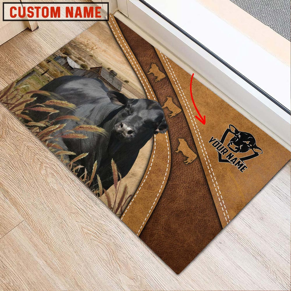 Farm House Door Mat, Brangus Personalized Welcome Brown Doormat, Custom Welcome Mats