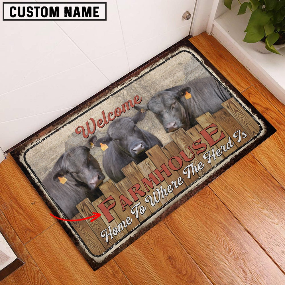 Farm House Door Mat, Brangus Personalized Welcome Doormat, Custom Welcome Mats