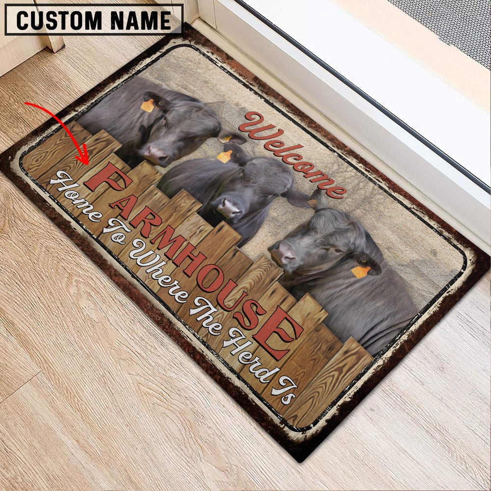 Farm House Door Mat, Brangus Personalized Welcome Doormat, Custom Welcome Mats