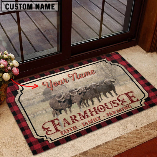 Farm House Door Mat, Buffalo Faith Family Farming Custom Name Doormat, Custom Welcome Mats