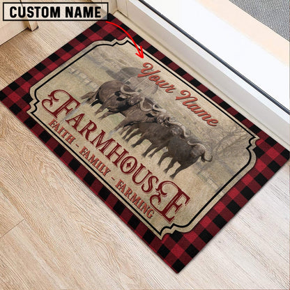 Farm House Door Mat, Buffalo Faith Family Farming Custom Name Doormat, Custom Welcome Mats