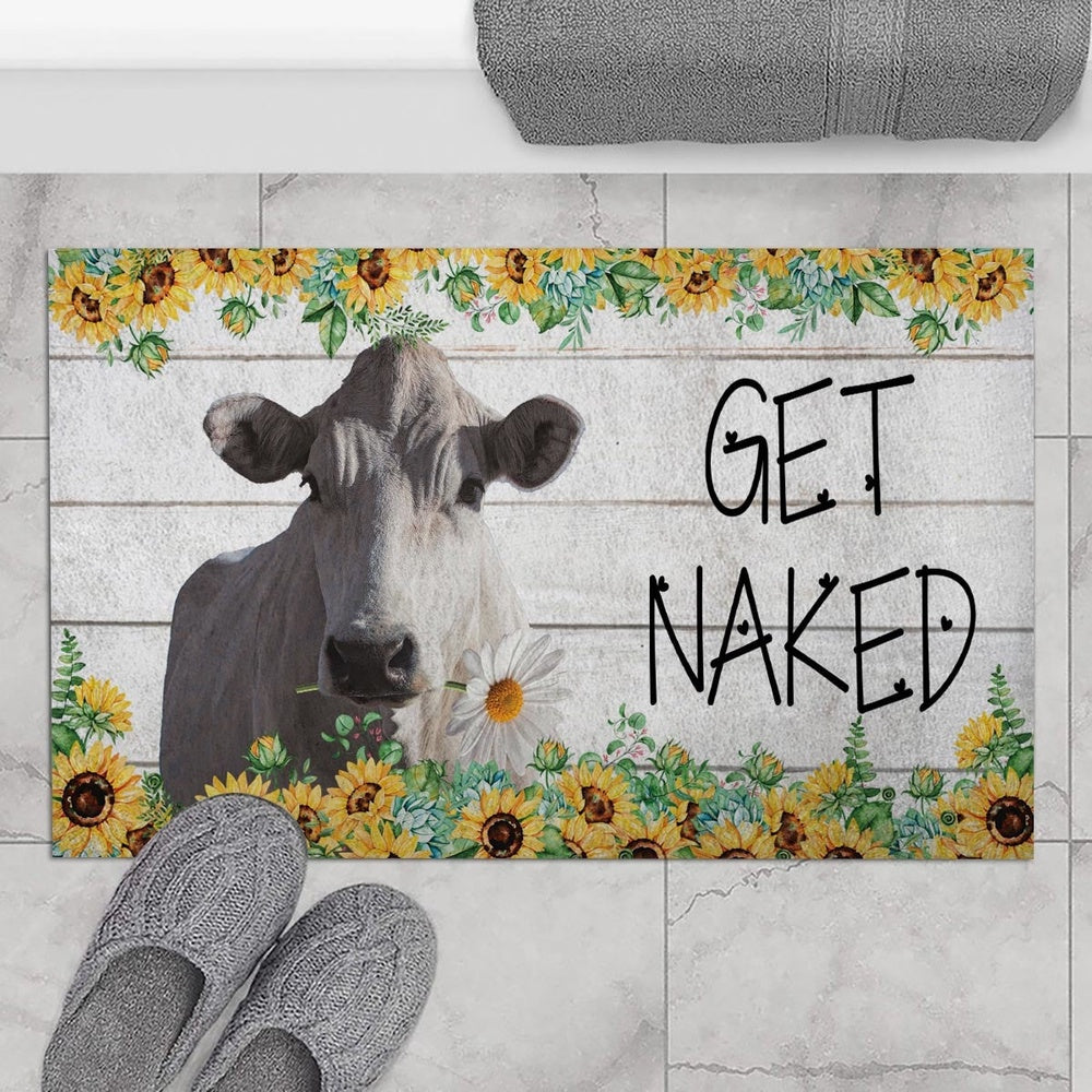 Farm House Door Mat, Chianina Get Naked Doormat, Custom Welcome Mats