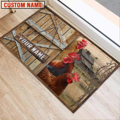 Farm House Door Mat, Chicken Barn Custom Name Doormat, Custom Welcome Mats