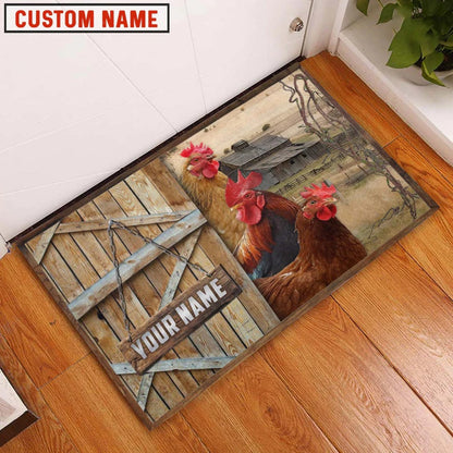 Farm House Door Mat, Chicken Barn Custom Name Doormat, Custom Welcome Mats