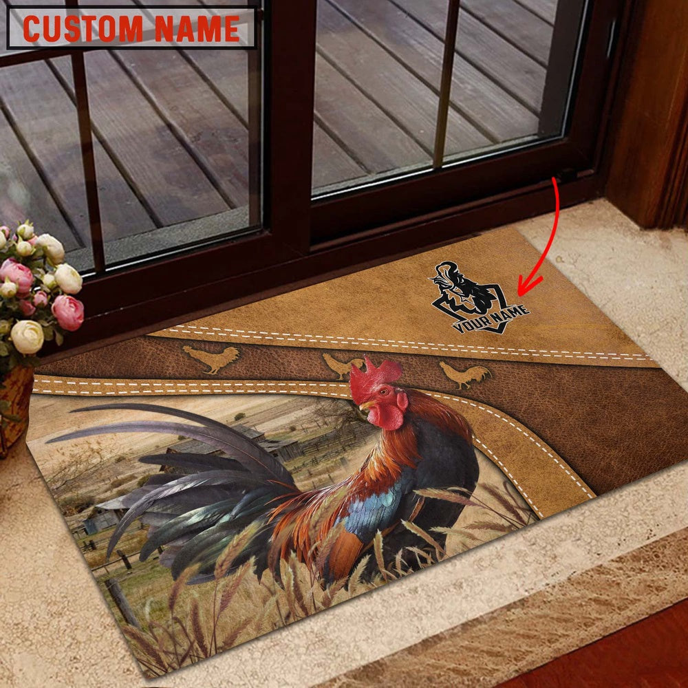 Farm House Door Mat, Chicken Personalized Welcome Doormat, Custom Welcome Mats