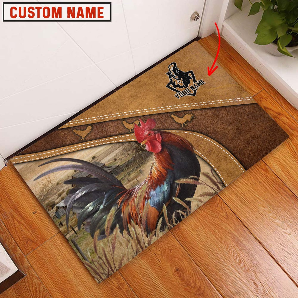 Farm House Door Mat, Chicken Personalized Welcome Doormat, Custom Welcome Mats