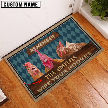Farm House Door Mat, Chicken Wipe Your Hooves Custom Name Doormat, Custom Welcome Mats