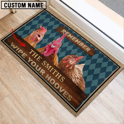 Farm House Door Mat, Chicken Wipe Your Hooves Custom Name Doormat, Custom Welcome Mats