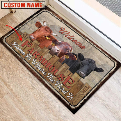 Farm House Door Mat, Dexter Custom Name Home To Where The Herd Is FarmHouse Doormat, Custom Welcome Mats