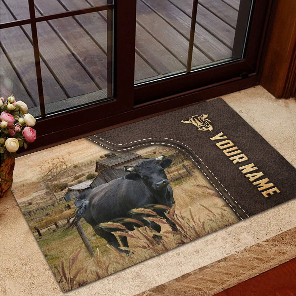 Farm House Door Mat, Dexter Custom Name Leather Pattern Doormat, Custom Welcome Mats