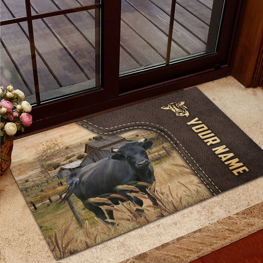 Farm House Door Mat, Dexter Custom Name Leather Pattern Doormat, Custom Welcome Mats
