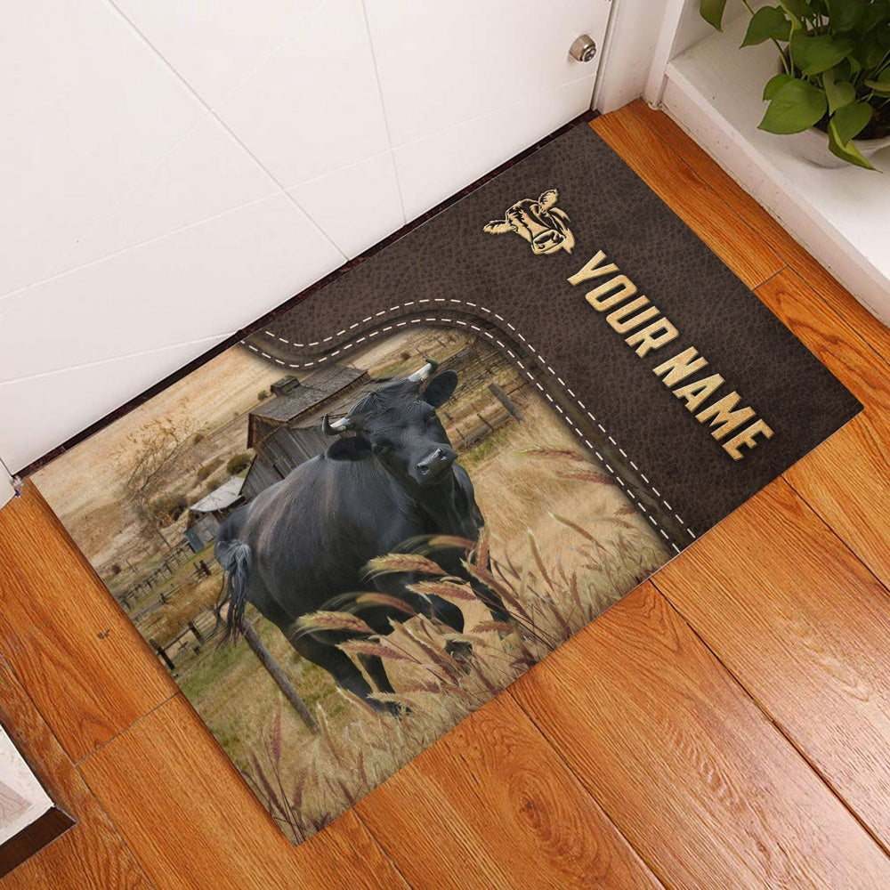 Farm House Door Mat, Dexter Custom Name Leather Pattern Doormat, Custom Welcome Mats