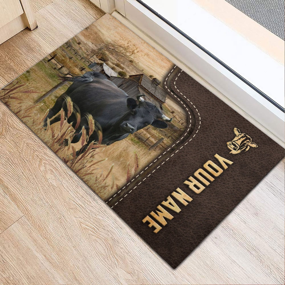 Farm House Door Mat, Dexter Custom Name Leather Pattern Doormat, Custom Welcome Mats
