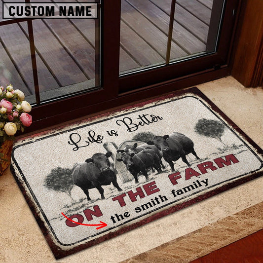 Farm House Door Mat, Dexter Life is Better Custom Name Doormat, Custom Welcome Mats