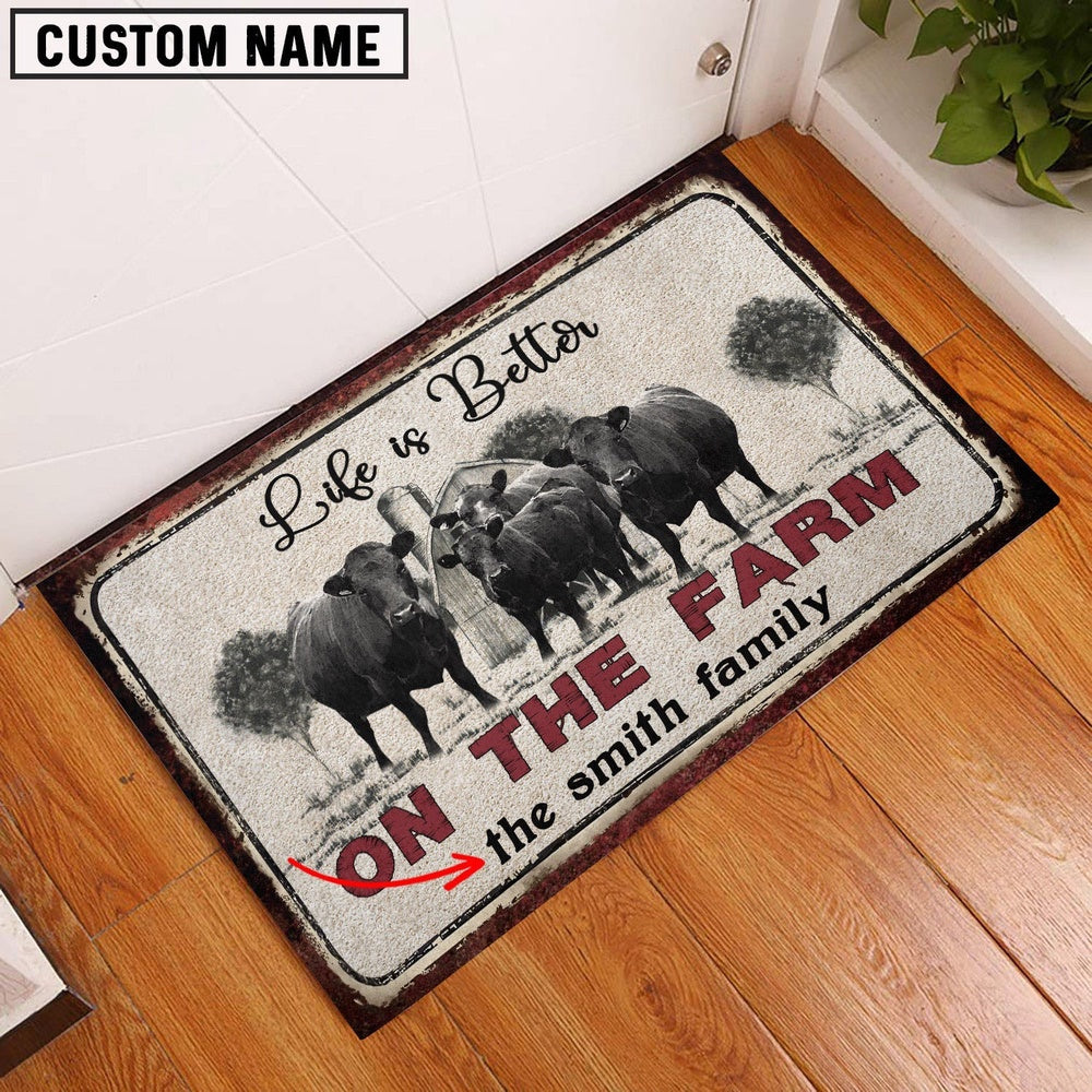 Farm House Door Mat, Dexter Life is Better Custom Name Doormat, Custom Welcome Mats