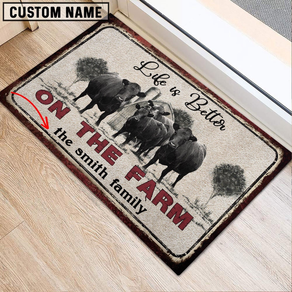 Farm House Door Mat, Dexter Life is Better Custom Name Doormat, Custom Welcome Mats