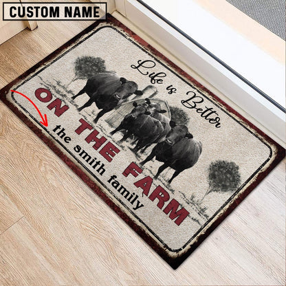 Farm House Door Mat, Dexter Life is Better Custom Name Doormat, Custom Welcome Mats